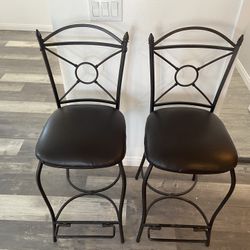 Two Brown Bar Stool Chairs