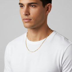 14K Yellow Gold 22" Hollow Figaro Chain