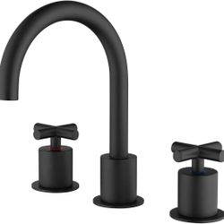 2 Cross-Handle Bathroom Sink Faucet- Matte Black