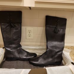 Enzo Angiolini Black Leather Zip Boots  Size 10M