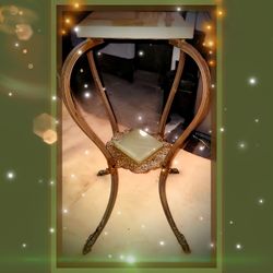 Late 19th Centurv Victorian Brass Galleried and Onyx Top Pedestal Plant Stand Side Table