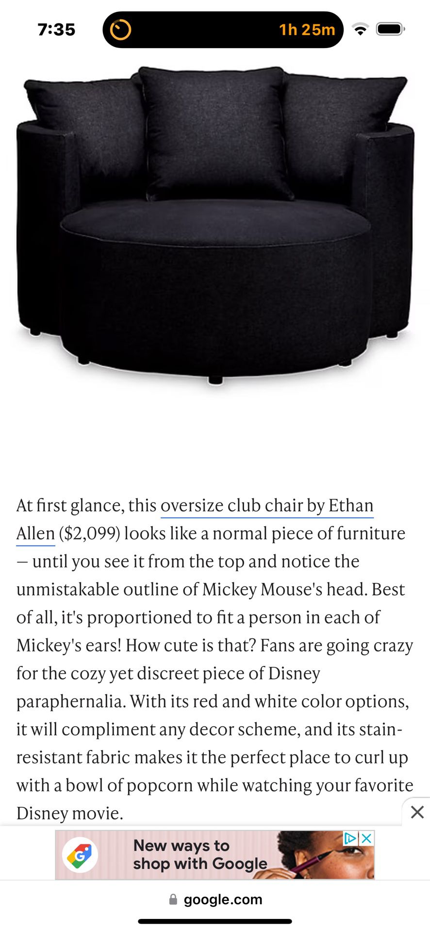 Ethan Allen Denim Mickey Mouse Chair