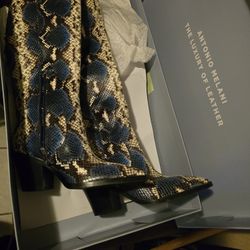 Snakeskin Leather Antonio Melani Boots New In Box 