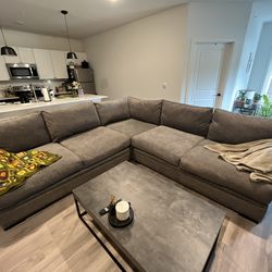 grey oversized deep seating Cindy Crawford sectional couch