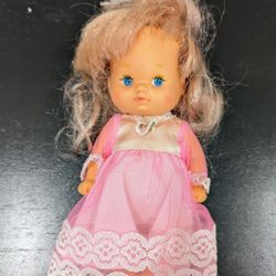 My Little One Playmates Toys Blonde Pink Dress Doll Vintage 6" Small Cute 1974