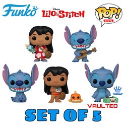 (NEW) Funko POP! Disney Lilo And Stitch 5 Piece Set (VAULTED STITCH W/ RECORD PLAYER) Perfect ULTIMATE Gift for any Lilo and Stitch Fan or Collector 
