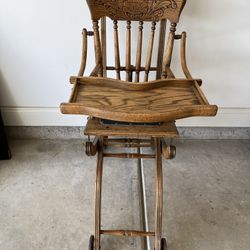 Antique Oak Stroller/High Chair