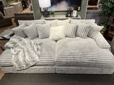 Grey Corduroy Double Chaise With Built In Chargers 