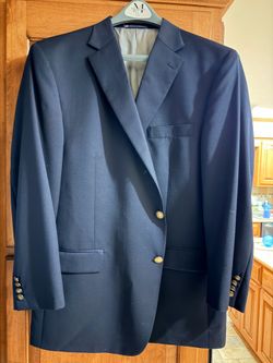 Hart Schaffner Marx Navy Wool Blend Blazer – Made in USA – 48R