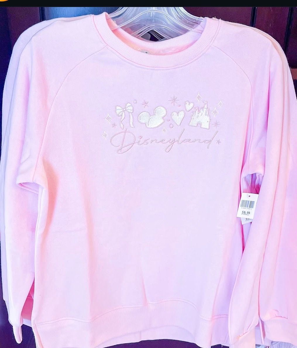 Disneyland 2025 pink millennial bow castle sweater, used, pink