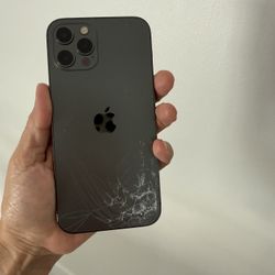 Apple iPhone 12 Pro, Work Perfect, Cracked Back Glass, Unlocked For Any Carrier, Comes With Charger And Clear Case