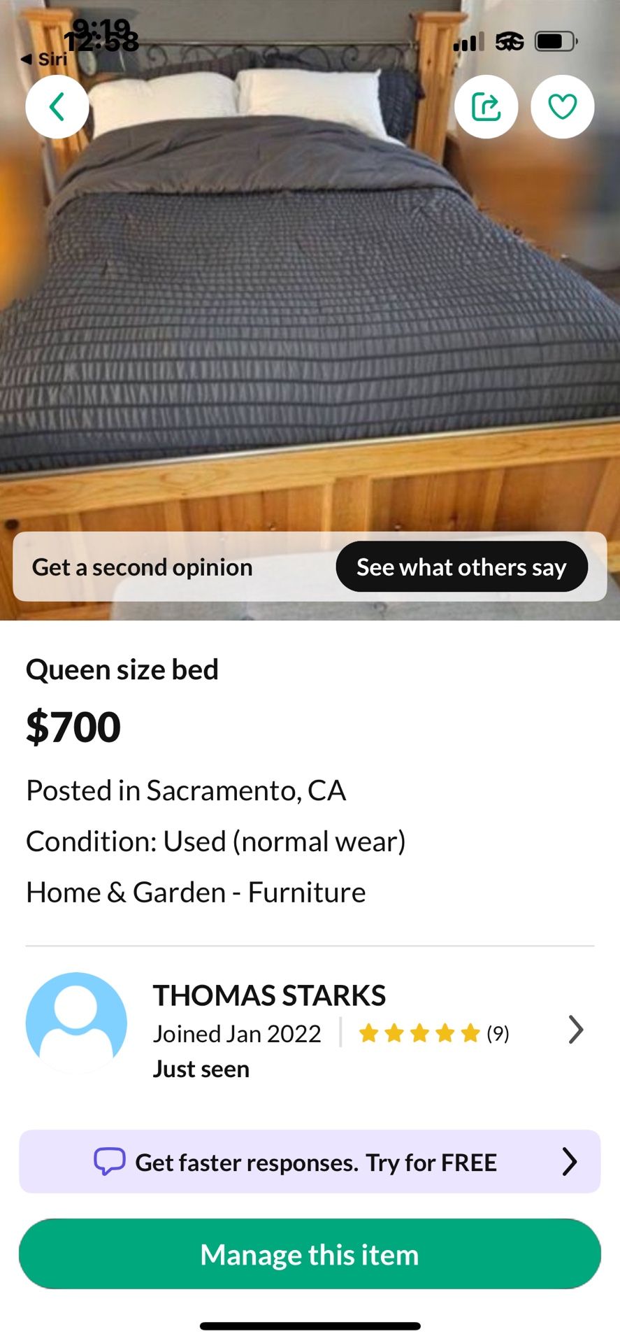 Make me an offer for a bed that is slightly used