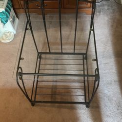 Black Iron And Glass End Table