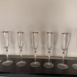 Lenox MONROE Gold Trim 9 1/8" Fluted Champagne Glasses: MINT - 6 Available