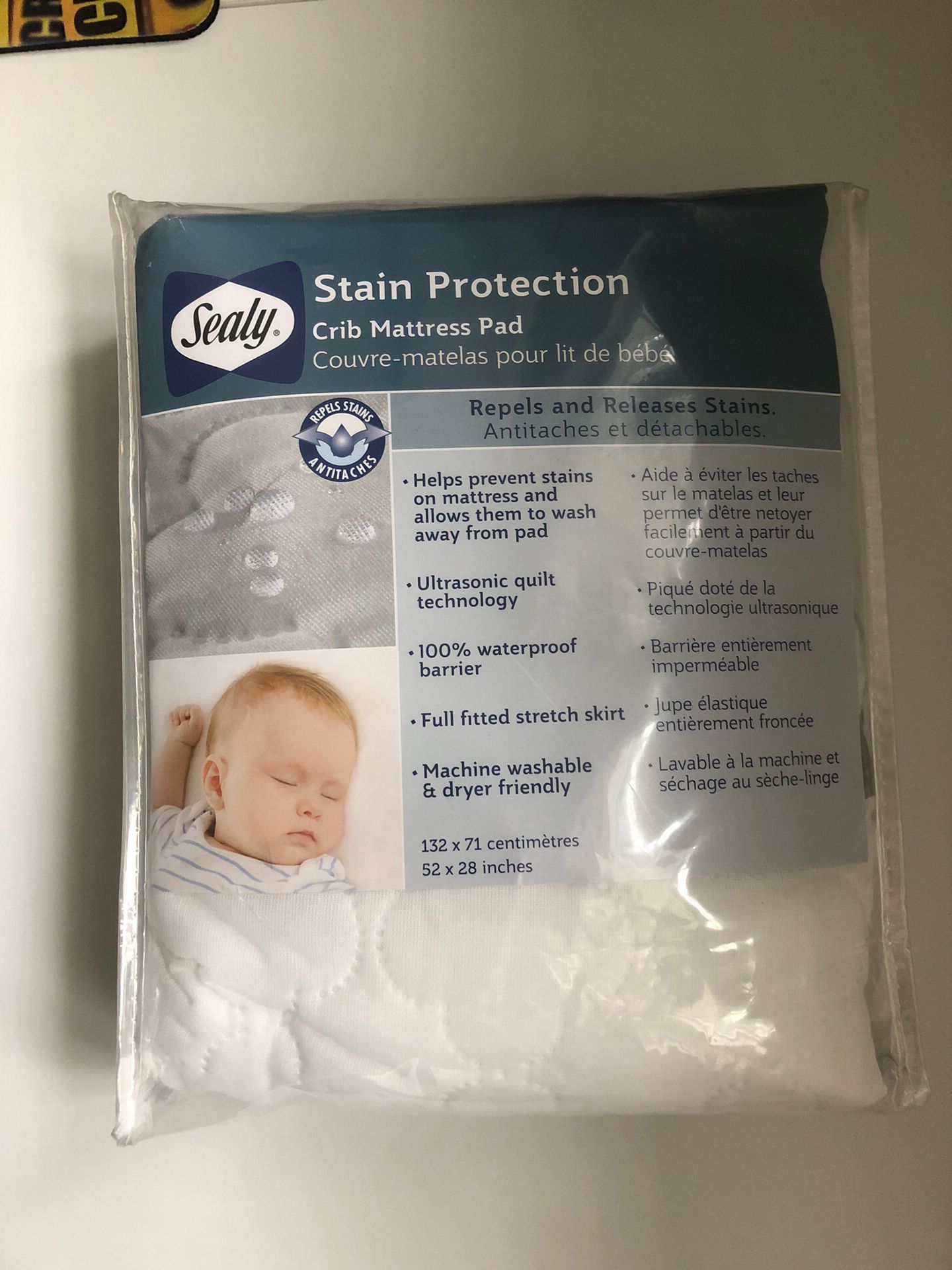 Baby Crib Mattress Pad SEALY Waterproof Stain Protection  52"×28" Fitted New