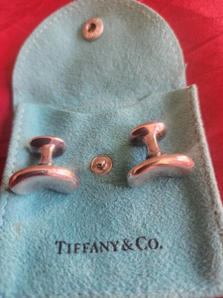 Tiffany & Co 925 Sterling Vintage Elsa Peretti Bean Cufflinks