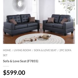 Black Sofa And Love Seat Set 