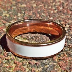 Size 10 White Enamel Gold Filled Band Ring 