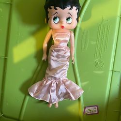 Vintage Betty Boop Doll Pink Gown Dress White Earrings Bloomers 12.5" Lose Legs Needs To Be Reattached With Glue 