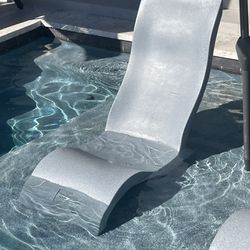In Pool Signature Ledge Lounger Chair, Granite Gray, Tall Back With Ergonomic Back Support