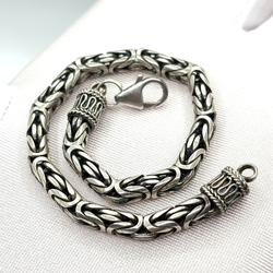 925 Sterling Silver 5mm Byzantine King Chain Bracelet 8” - 22gr