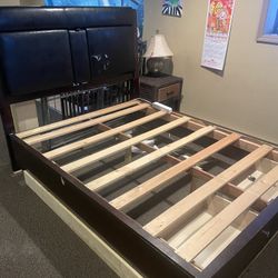 Bed Frame (queen Size) With 2 Storage Drawers + Headboard 