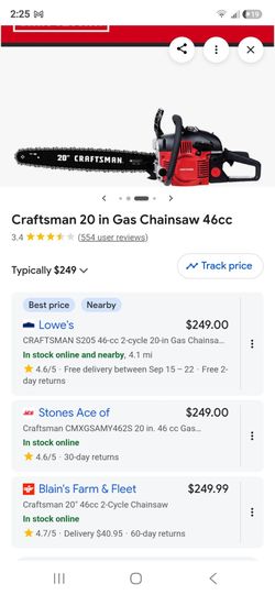 Craftsman 20-Inch 46cc Gas Chainsaw