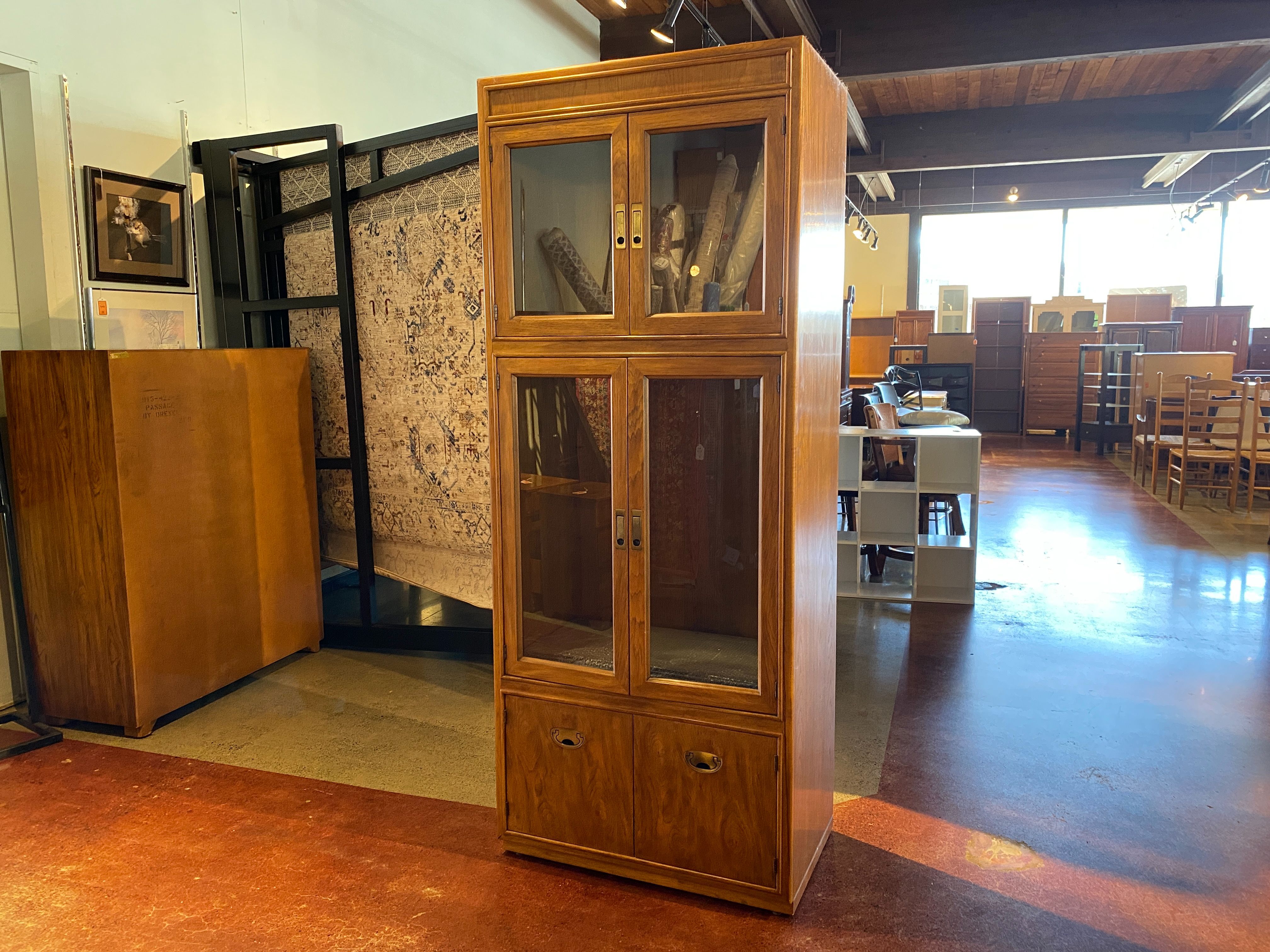 DREXEL Passage Campaign Style Glass Door Display Cabinet