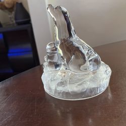 Hi Crystal seal with baby 5 1/2 inches tall