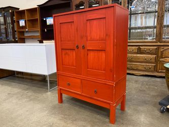 2 Piece Red Painted 2 Drawer Standing Cabinet