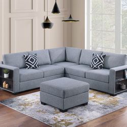 4pcs Sectional Sofa w/built in shelfs