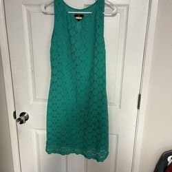 Ronni Nicole Women’s size 10 dress teal green lace dots spring into summer 
