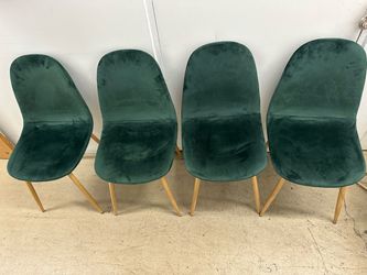 Set of 4 Green Velvet Dining Chairs