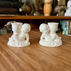 Pair of Vintage Cherub Taper Candle Holders