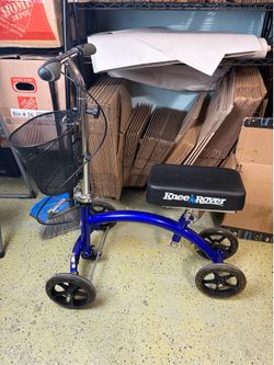 KneeRover Deluxe Steerable Knee Scooter Walker Crutch Blue Adjustable Mobility