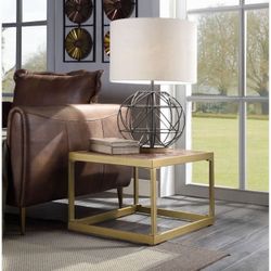 Gold Leather Top End Table  Retro Style Modern  A Total Vibe 