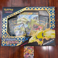 Pokemon Crown Zenith Regieleki V Box with 4 Booster Packs & Promos + Extras!