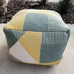 Geometric (Yellow Green White) Pouf Ottoman 