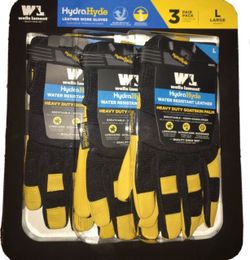Wells Lamont Men's HydraHyde Leather Work Gloves, 3-pair, Large