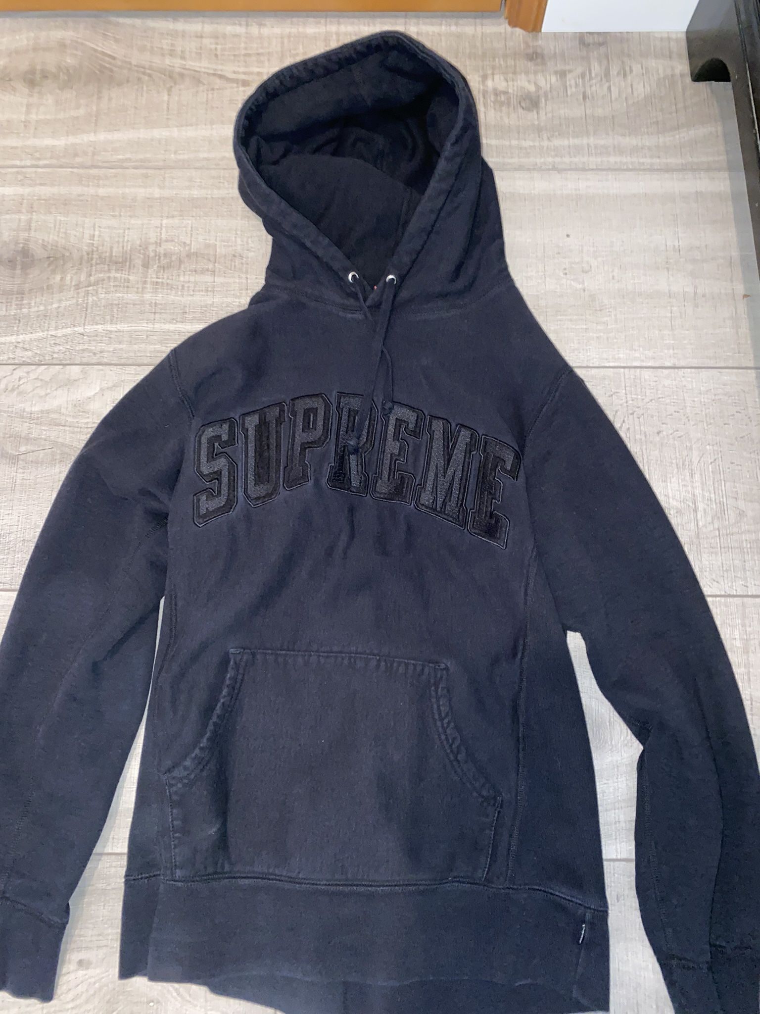 Supreme Black Arch Logo Hoodie Size M 