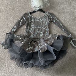 Two Piece Dark Grey Sequin Tutu Size 8a (small)