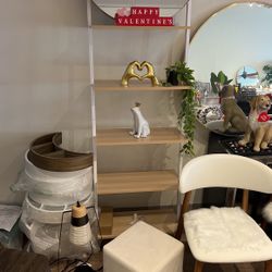 Wooden White Ladder Shelving Unit  5-tier Bookshelf 