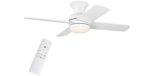 Cardiff 42 in. Matte White  Ceiling Fan with White Adjustable LED Light, DC Motor, and Remote
