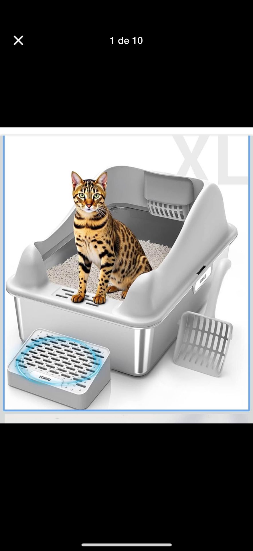 Brand New Furkid Stainless Steel Cat Litter Box with Lid XL