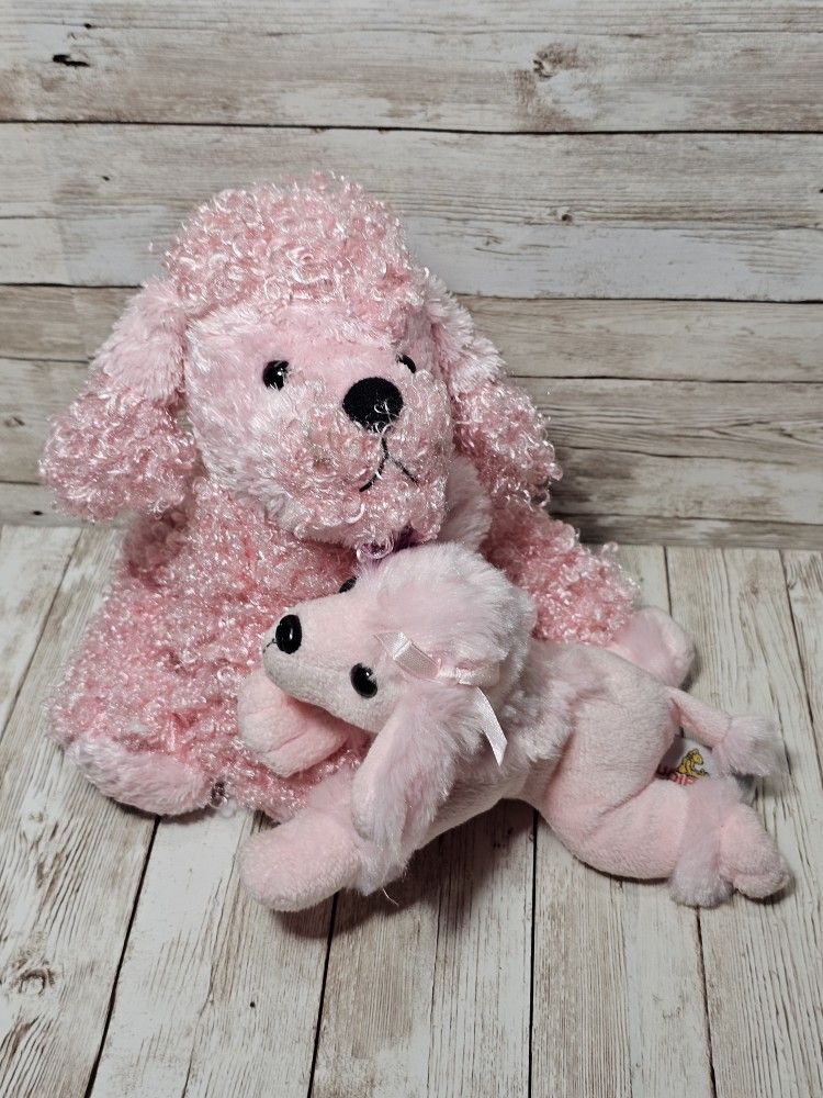 Unipak Pink Dog Plush Lot of 2 Ganz Stuffed Animal Toys