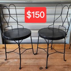 $150 Antique Wrought-iron Twist Metal Ice Cream Parlor Chairs