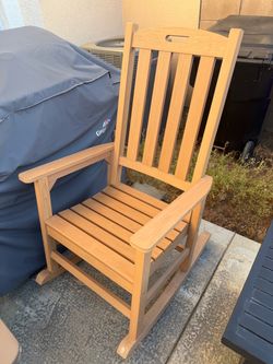 Polywood Outdoor Rocking Chair - Light Teak / Natural Wood Finish