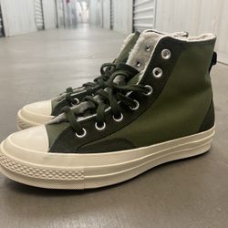 Converse Chuck 70 Khaki Canvas Sherpa High Top Men's 5.5 Casual Sneakers Shoes A05055C