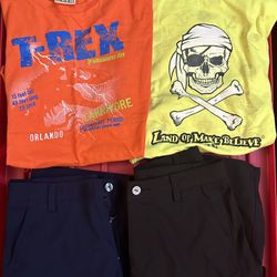 Boys puma shorts m 9/10 yr, trex youth lg and LOMB youth small tops