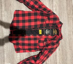 Moto Flannel Riding Shirt Red Black Plaid